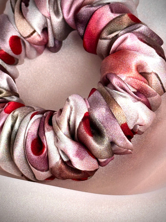 Patterned Silk Hair Scrunchie - close-up detail view