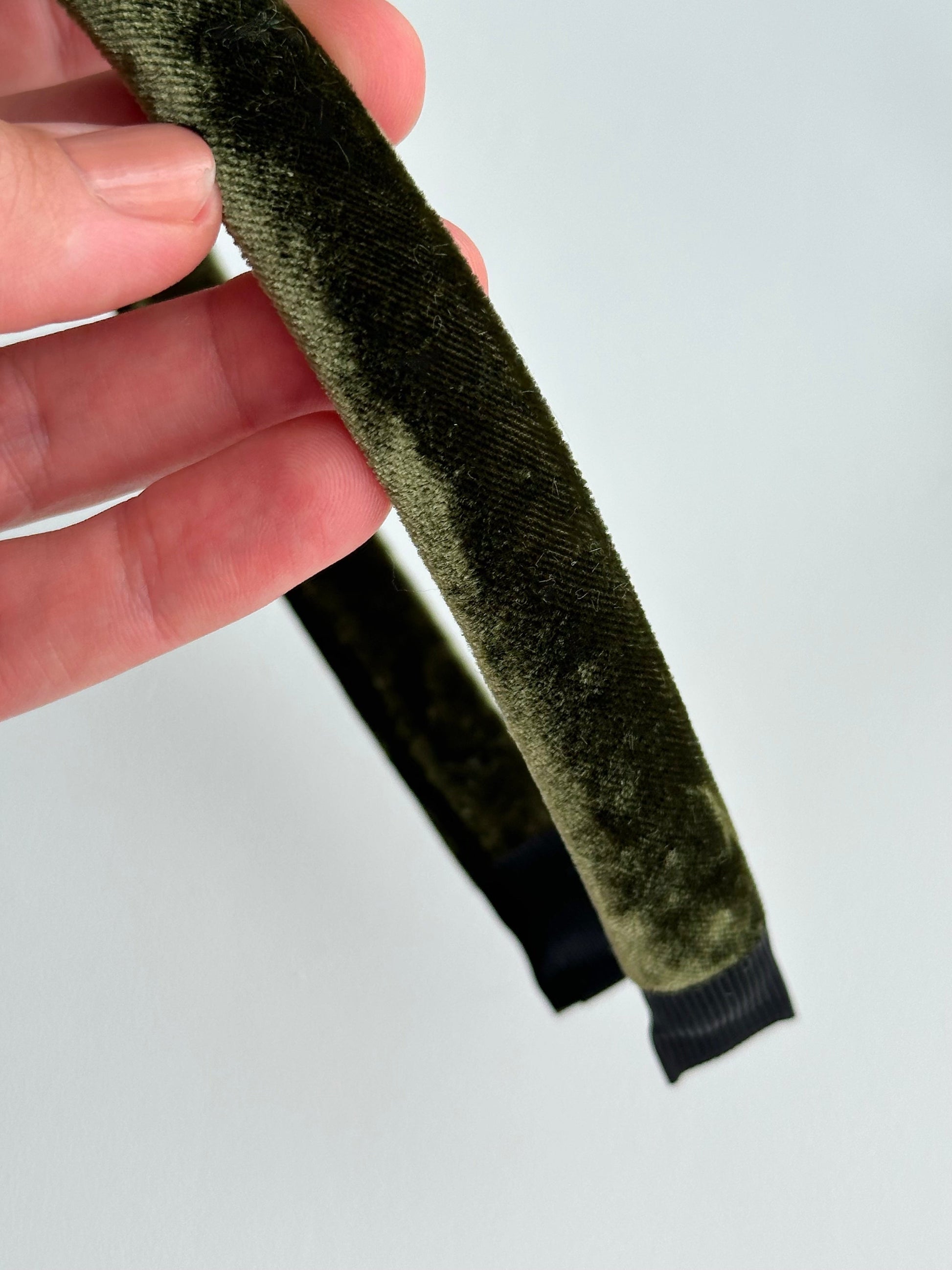 Hair Headband - Moss Green, Velvet - close-up detail view