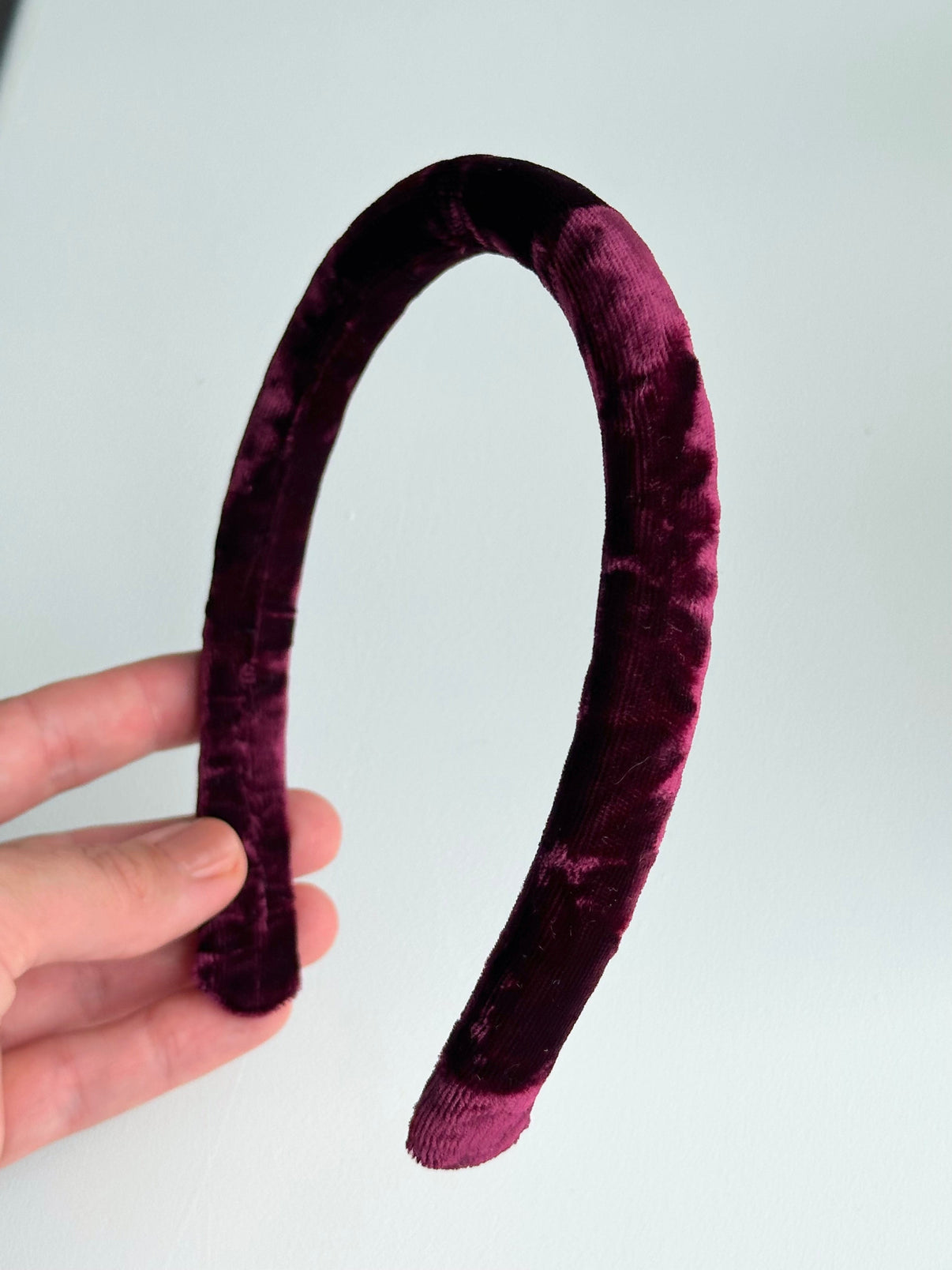 Silk Headband - Burgundy, Velvet - close-up detail view