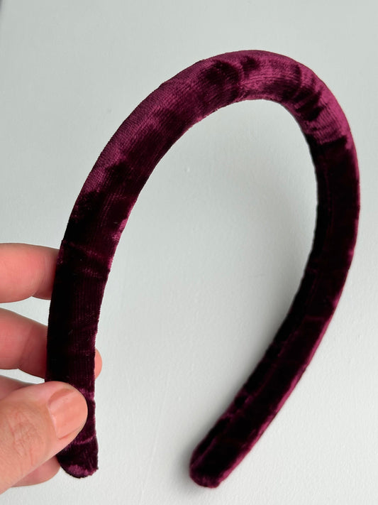 Silk Headband - Burgundy, Velvet - ANNA LACE handmade silk product