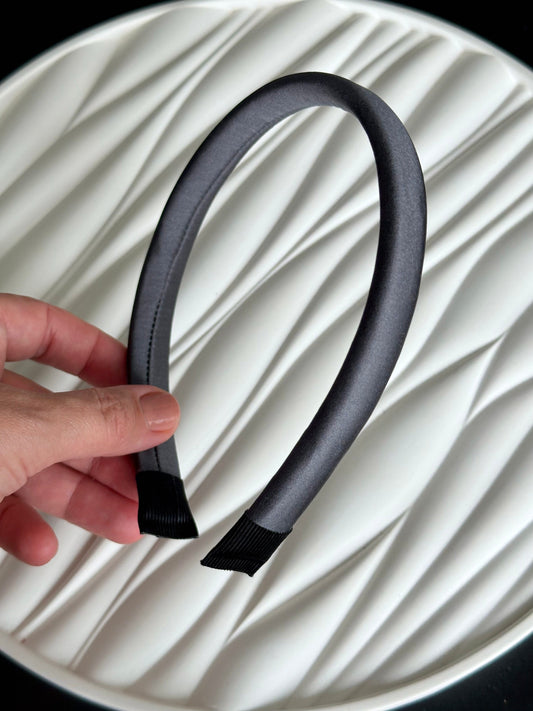 Hair Headband - Natural Silk, Dark Grey - ANNA LACE handmade silk product