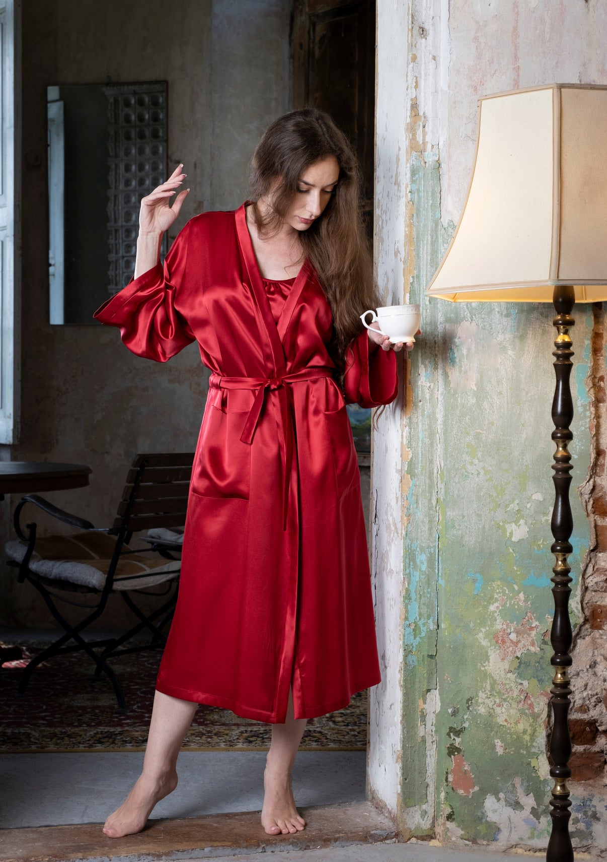 Natural Silk Robe - Passion - ANNA LACE handmade silk product