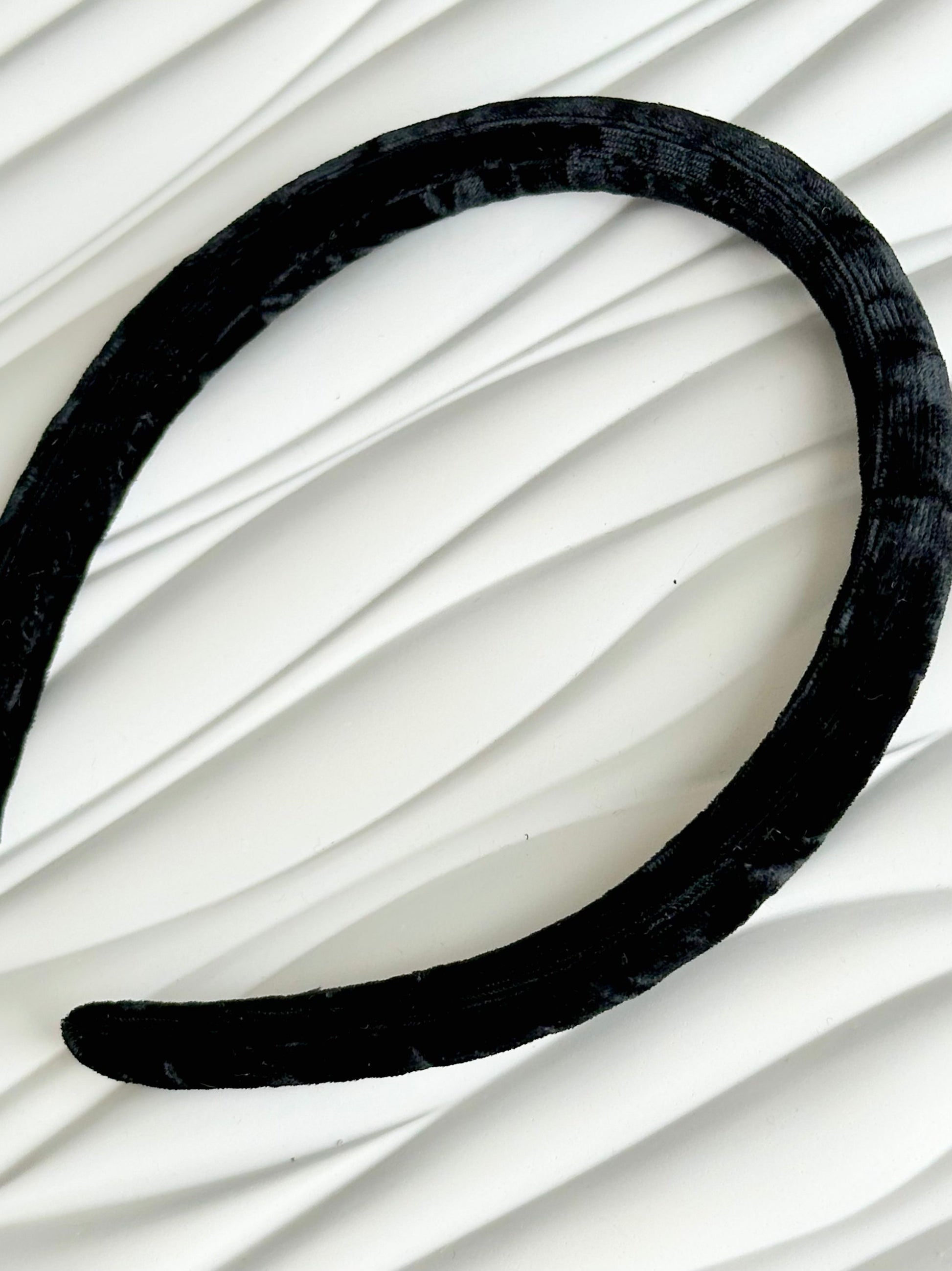 Silk Headband - Black, Velvet - close-up detail view