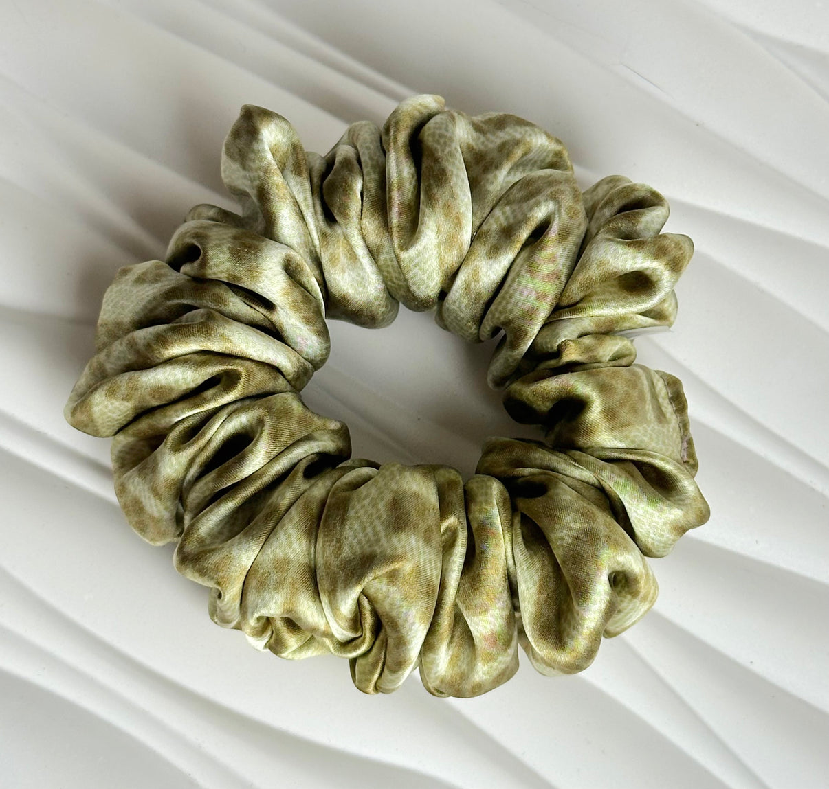 Maxi Silk Scrunchie - Olive Green