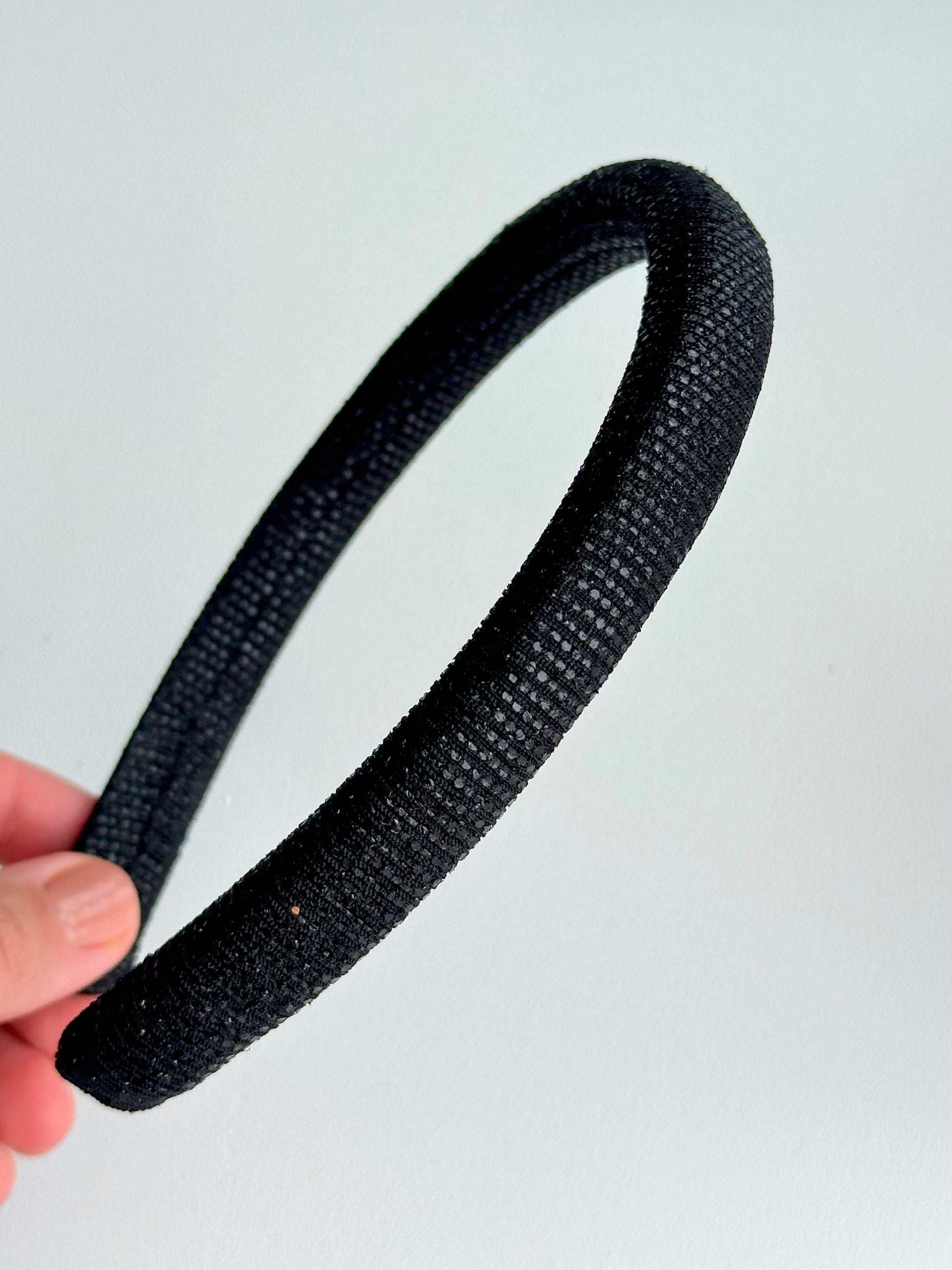 Hair Headband - Black, Glossy - close-up detail view
