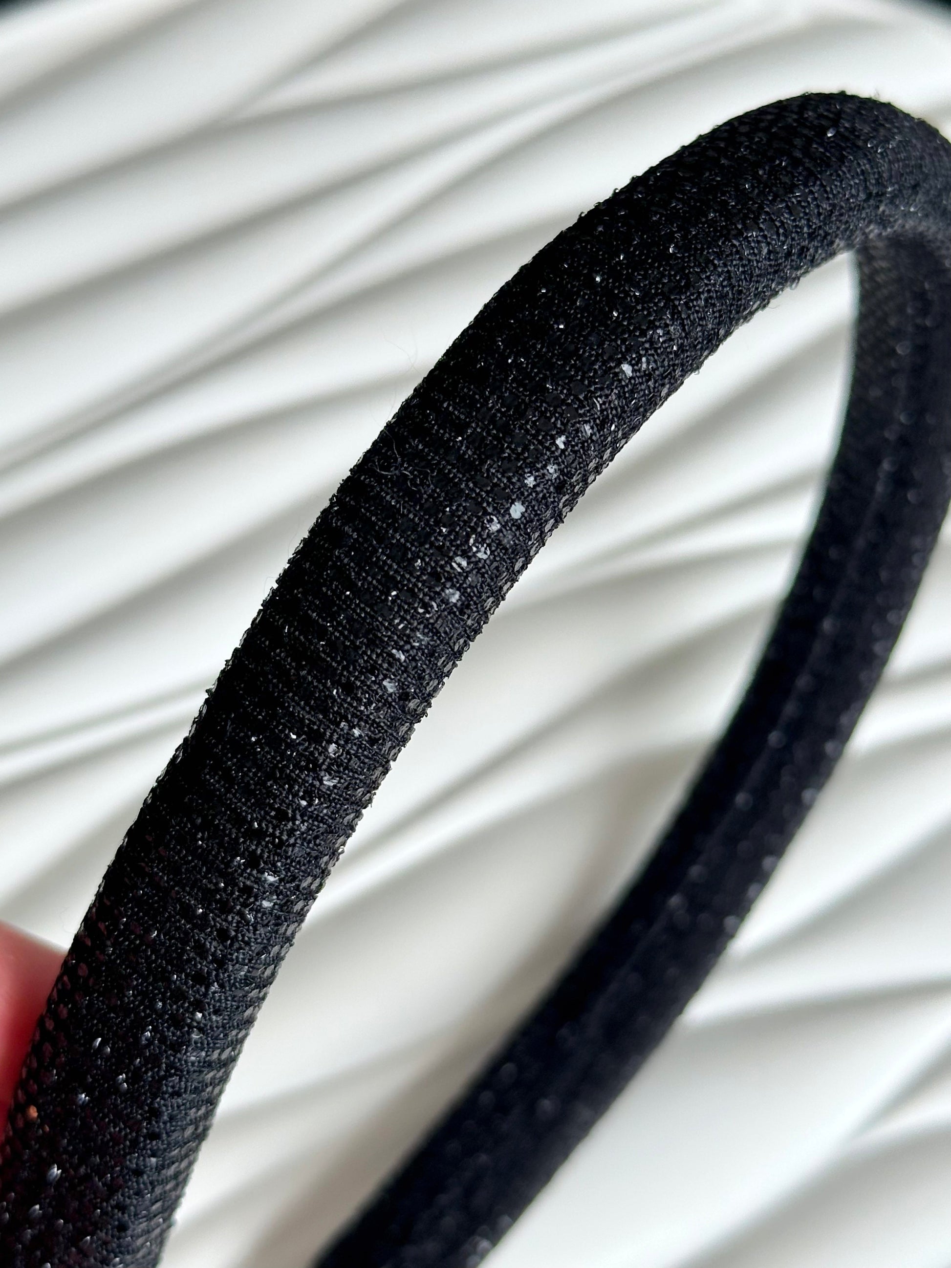 Hair Headband - Black, Glossy - ANNA LACE handmade silk product