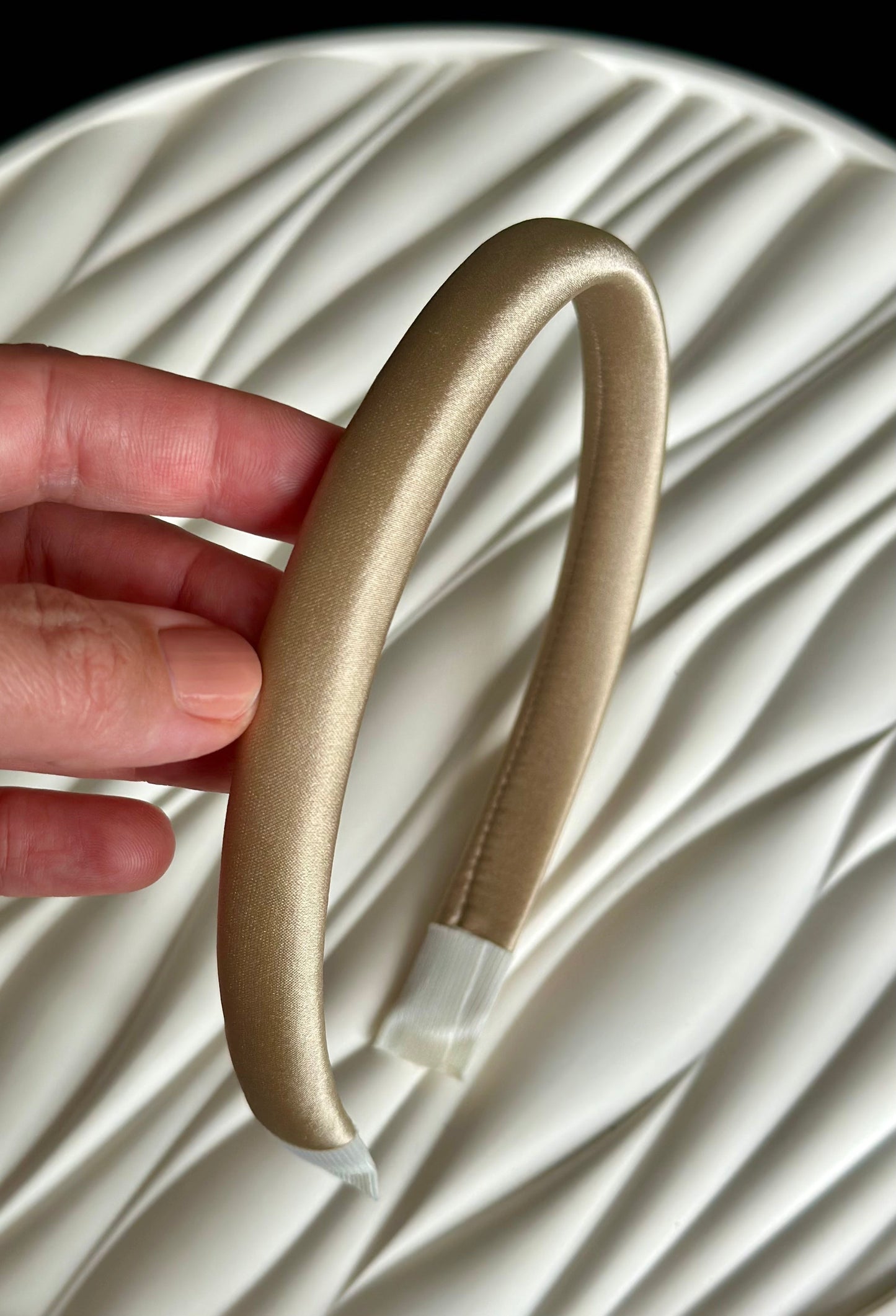 Hair Headband - Natural Silk, Gold - close-up detail view