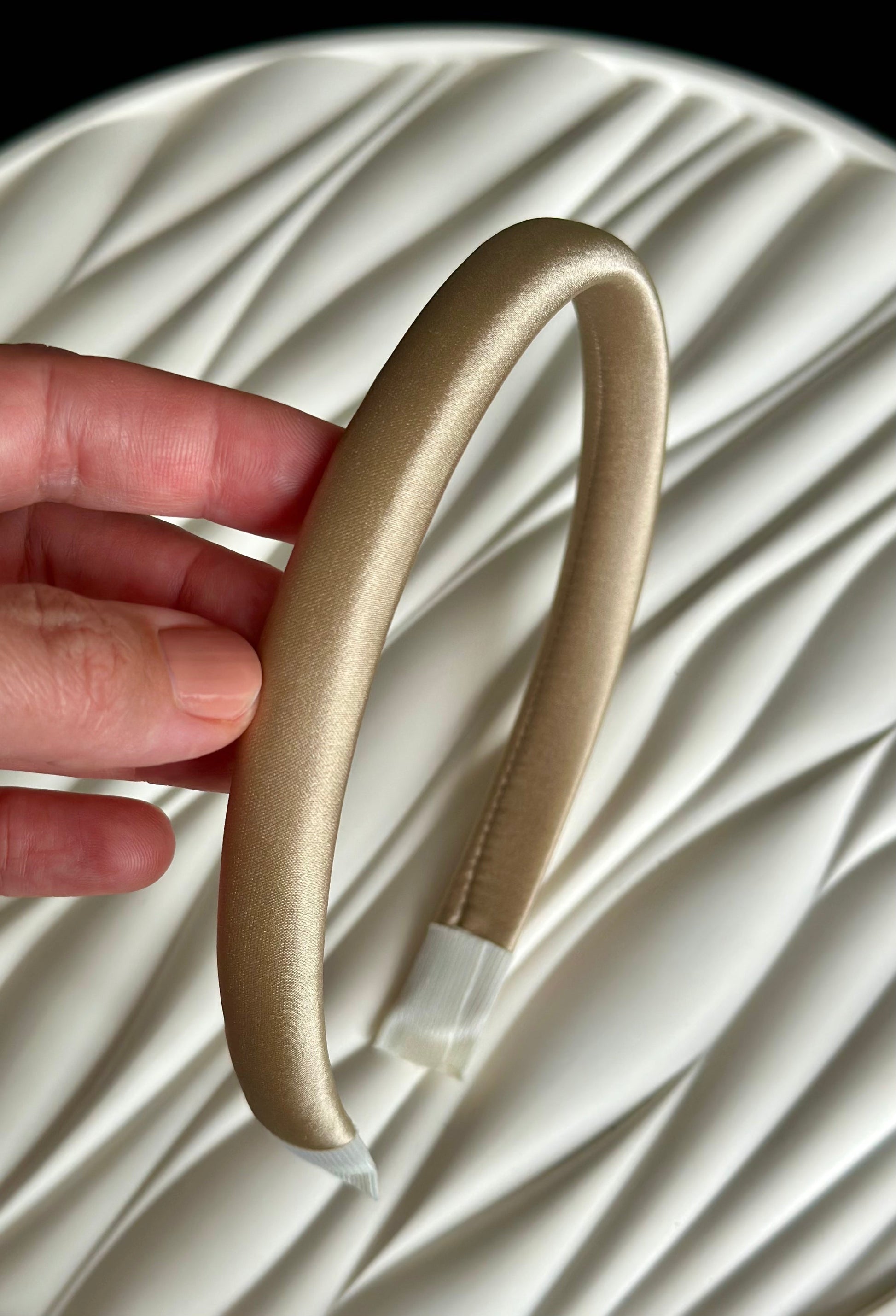 Hair Headband - Natural Silk, Gold - close-up detail view