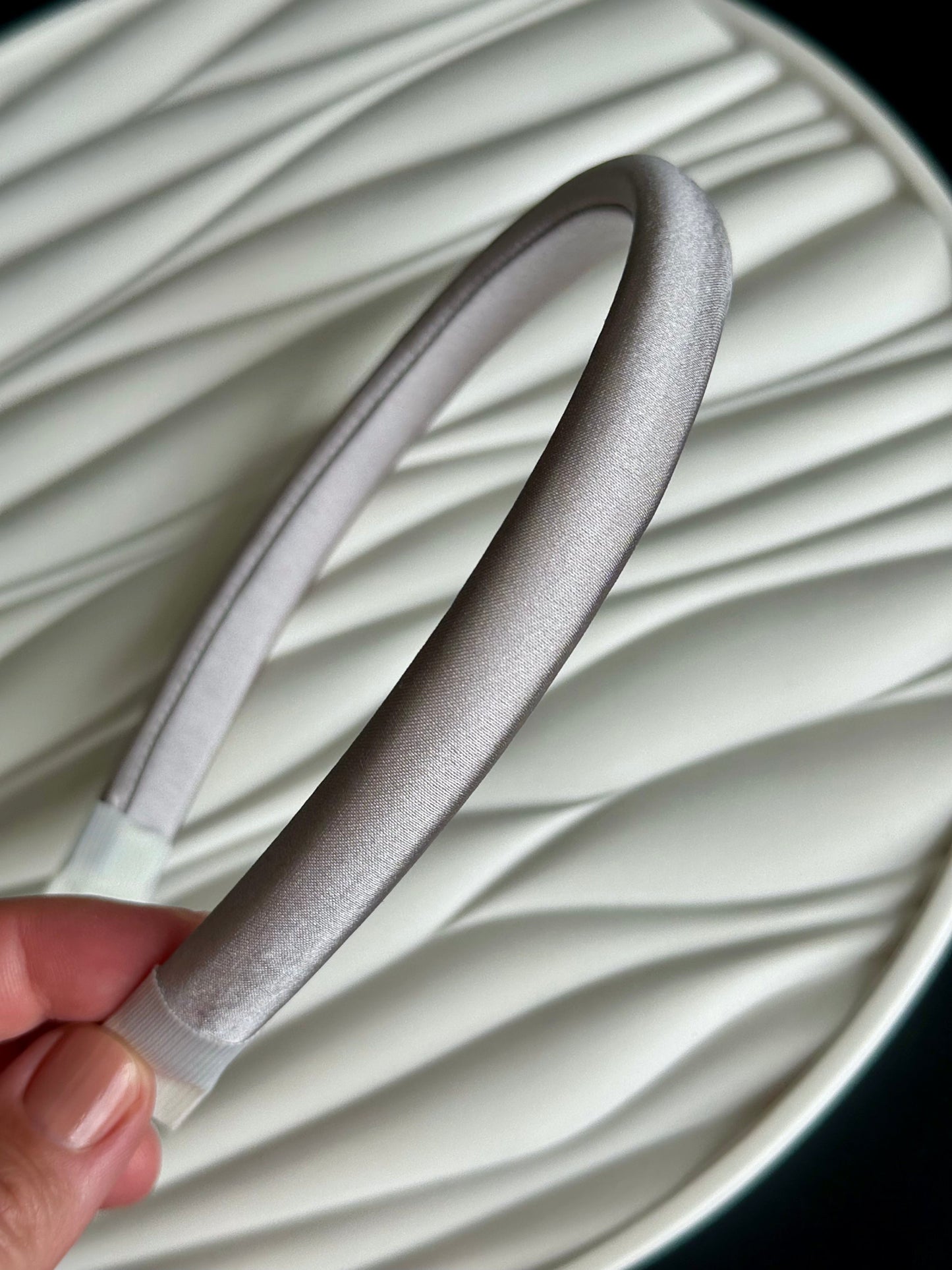 Hair Headband - Natural Silk, Silver - ANNA LACE handmade silk product