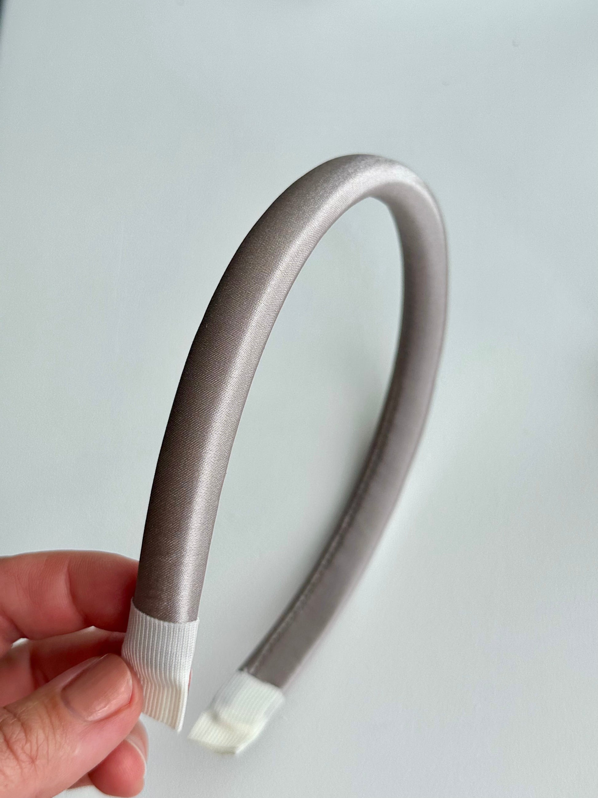 Hair Headband - Natural Silk, Silver - close-up detail view