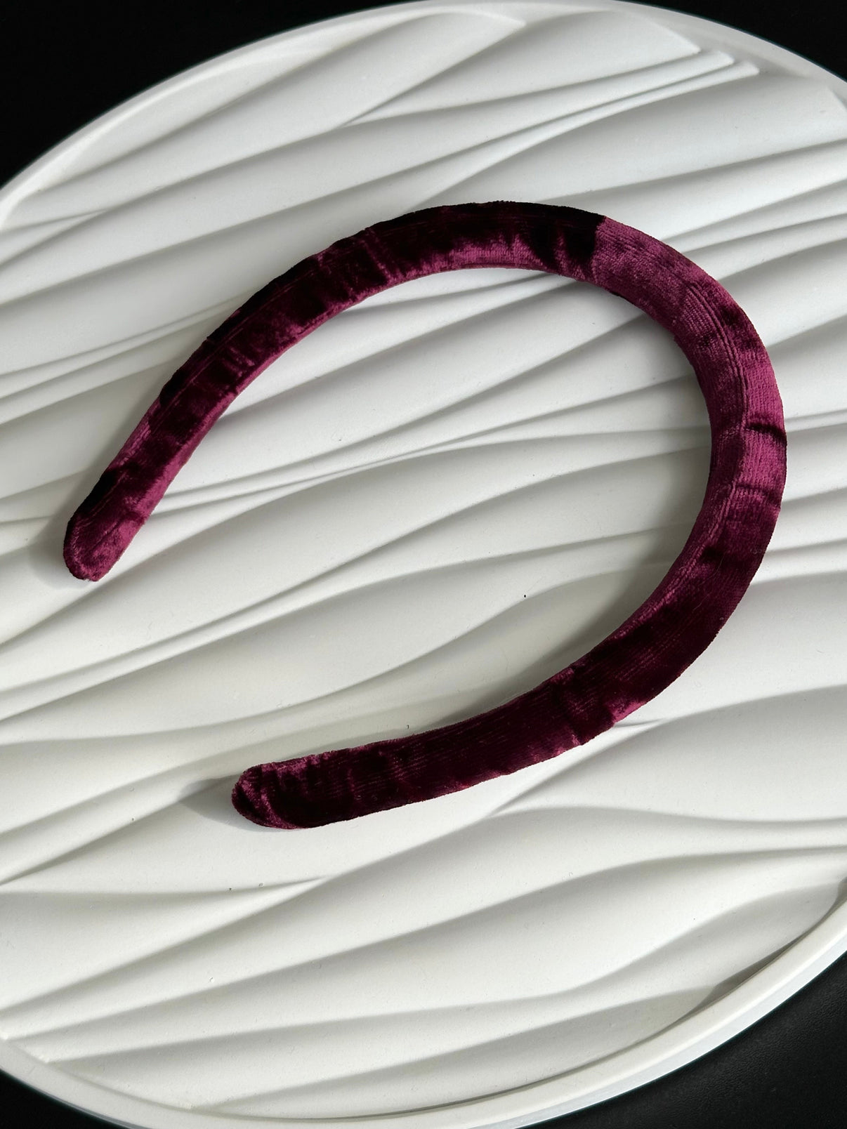 Silk Headband - Burgundy, Velvet - additional angle