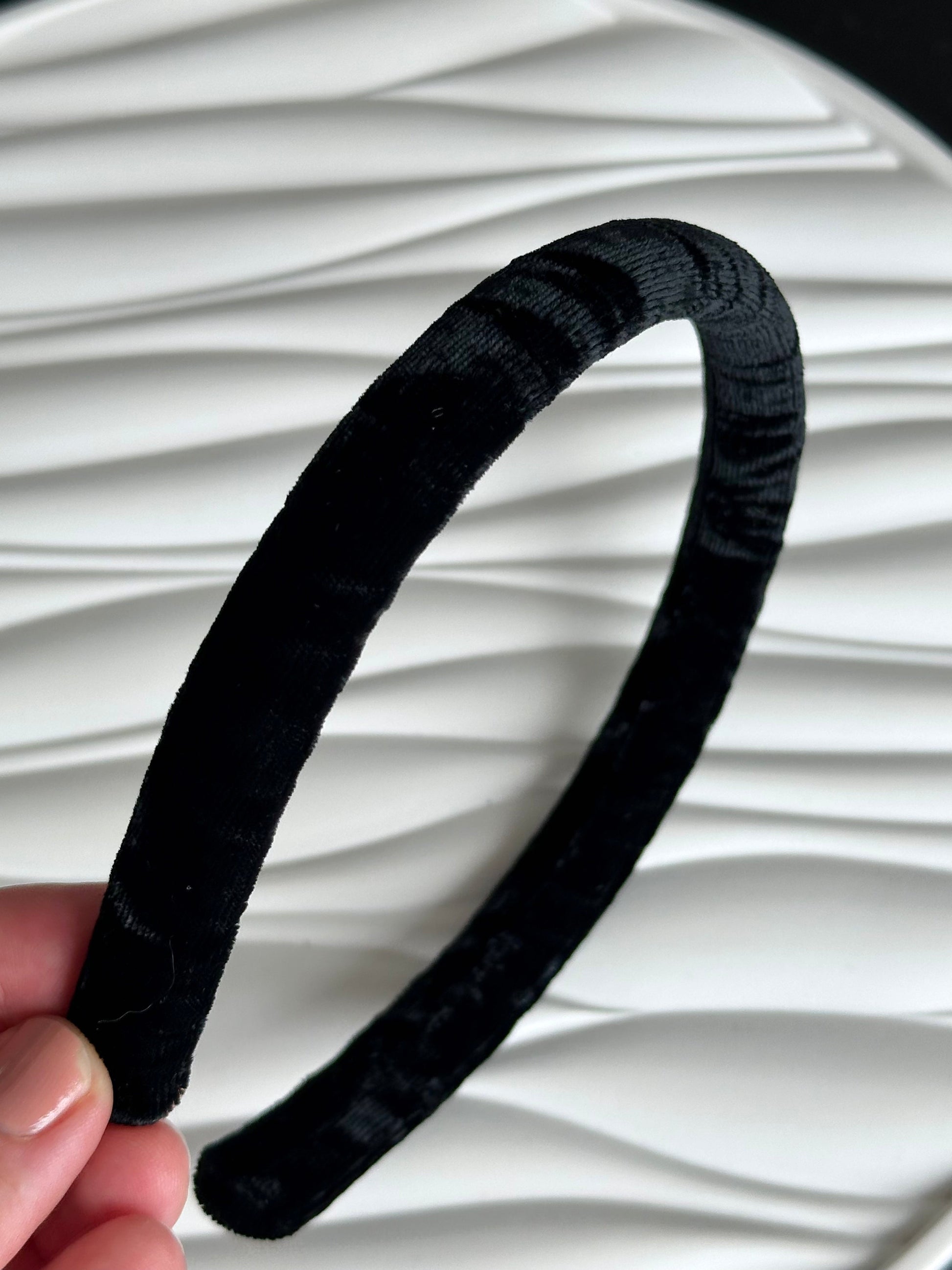 Silk Headband - Black, Velvet - ANNA LACE handmade silk product