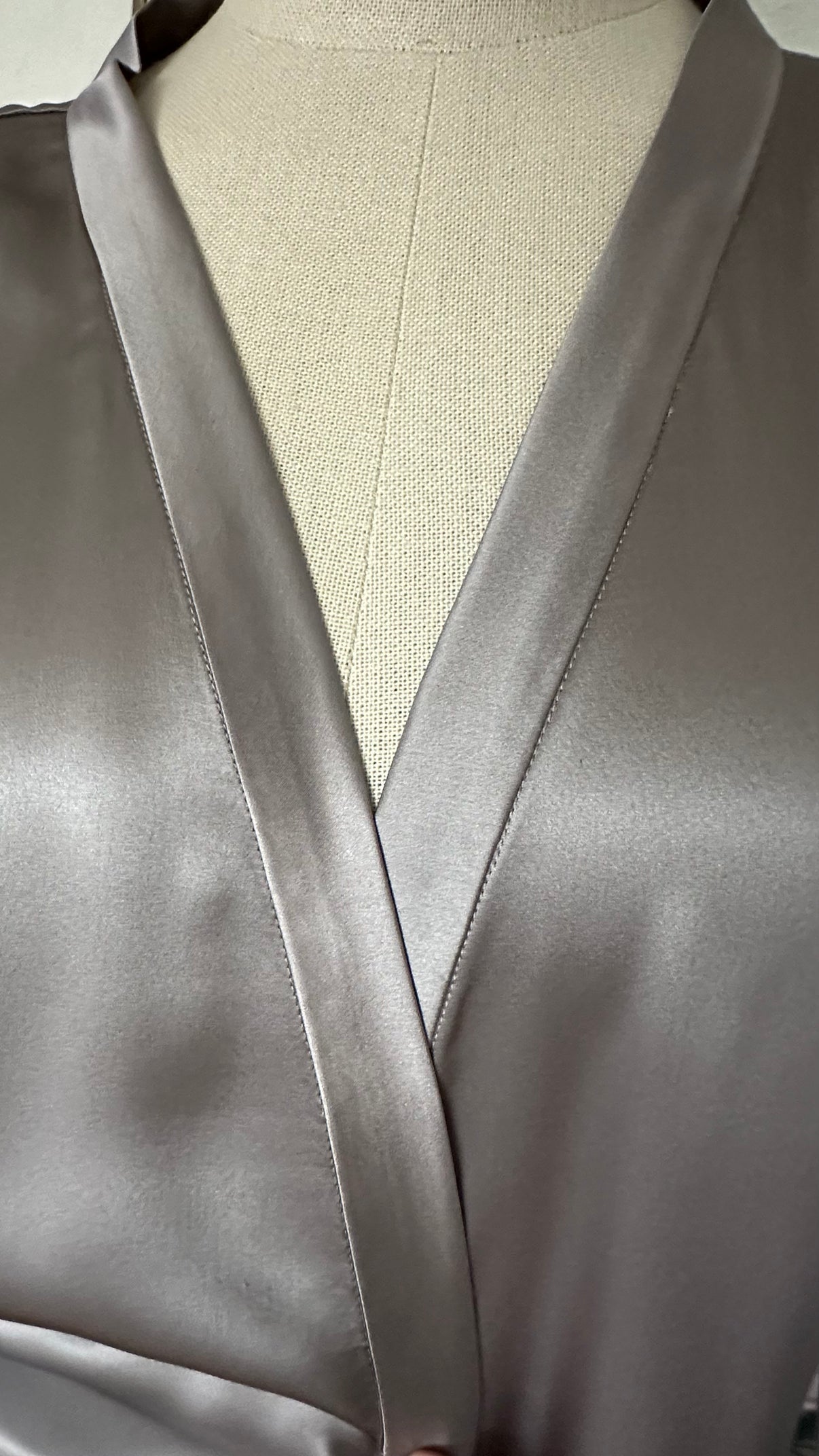 Natural Silk Robe - Silver - styling view 3