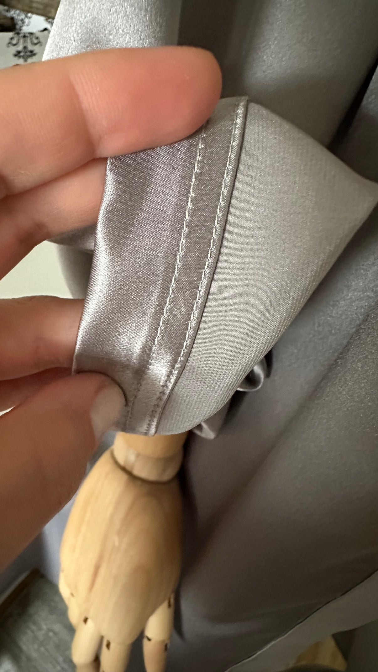 Natural Silk Robe - Silver - styling view 2