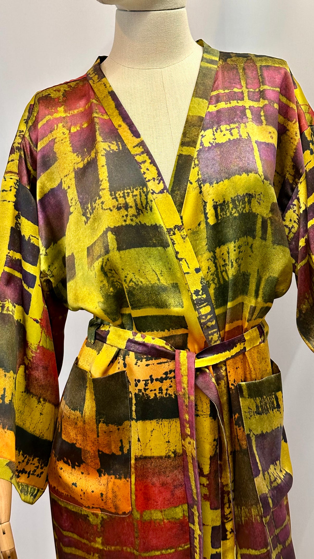 Long Silk Robe - Flight of Colors - styling view 2