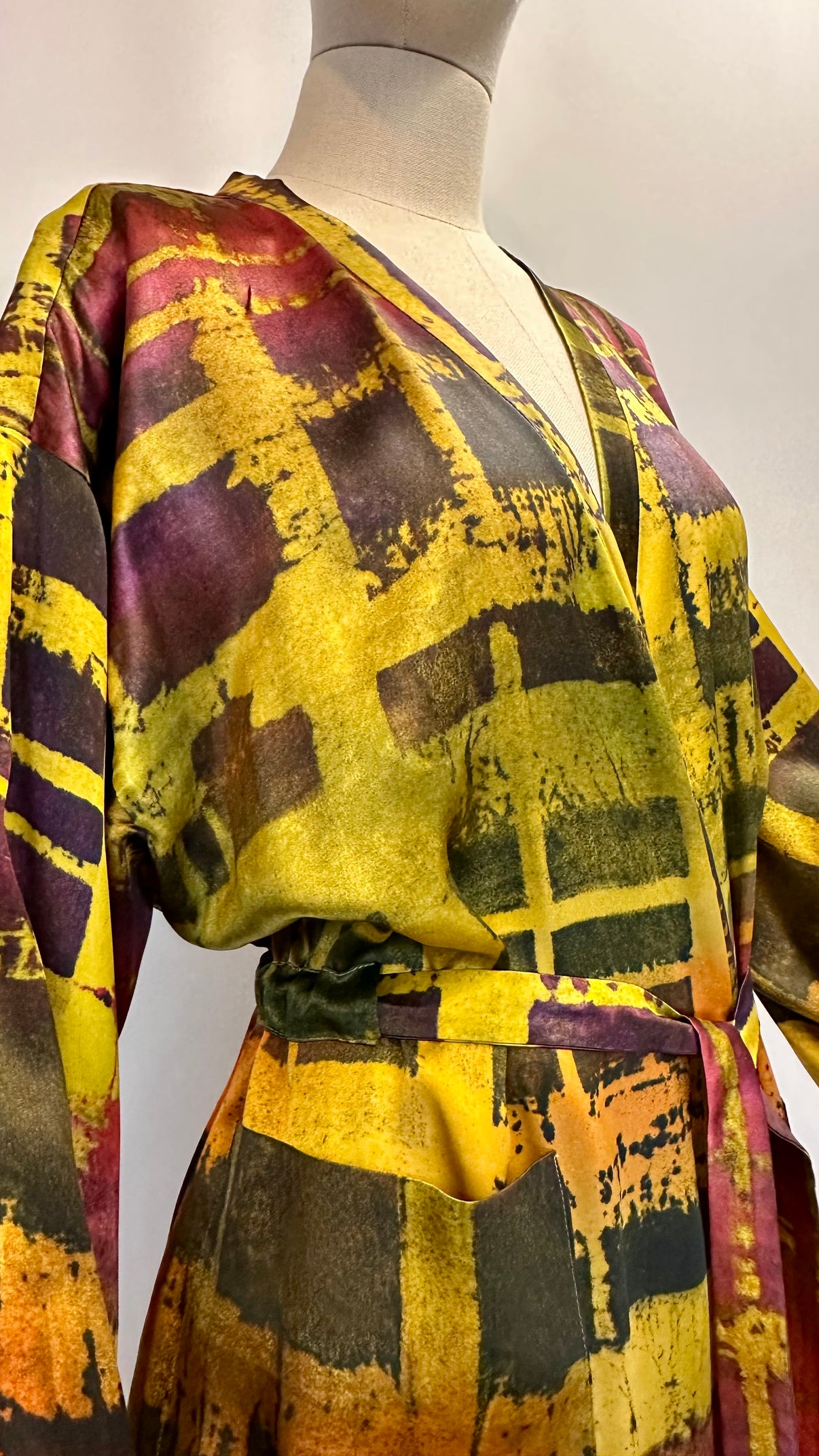 Long Silk Robe - Flight of Colors - styling view 3