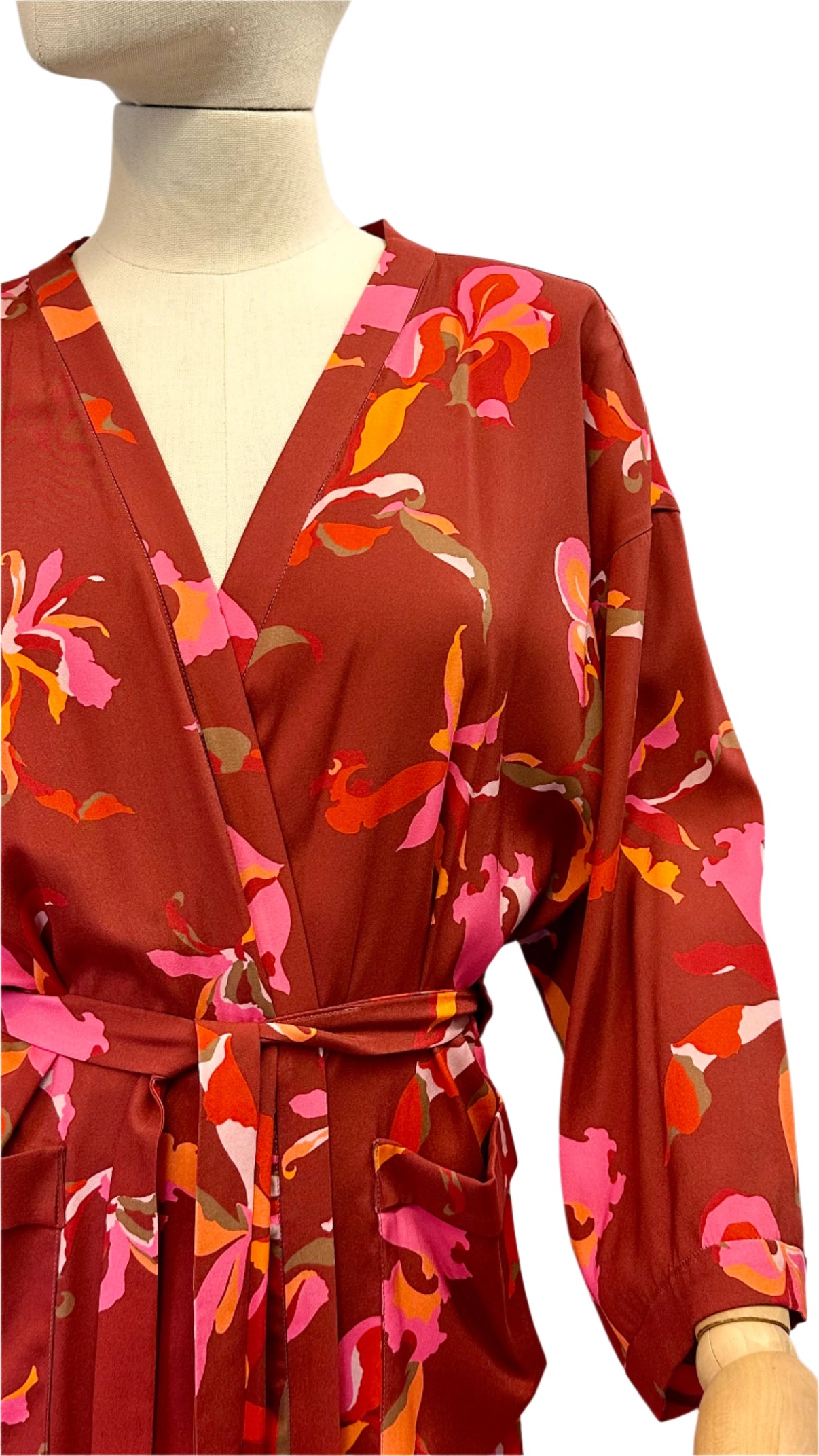 Natural Silk Robe - Irises - styling view 2