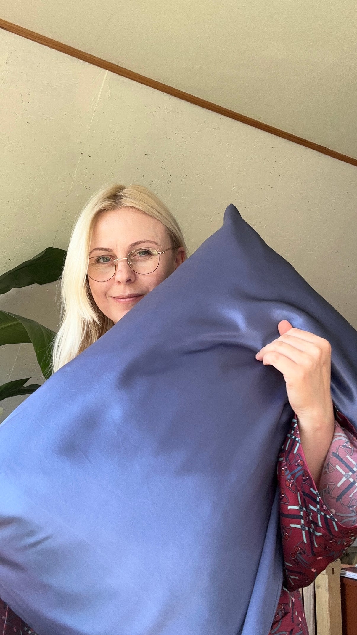 Silk Pillowcase - Blue - ANNA LACE handmade silk product