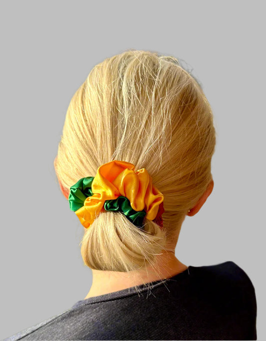 Lithuanian Tricolor Silk Scrunchie - close-up detail view