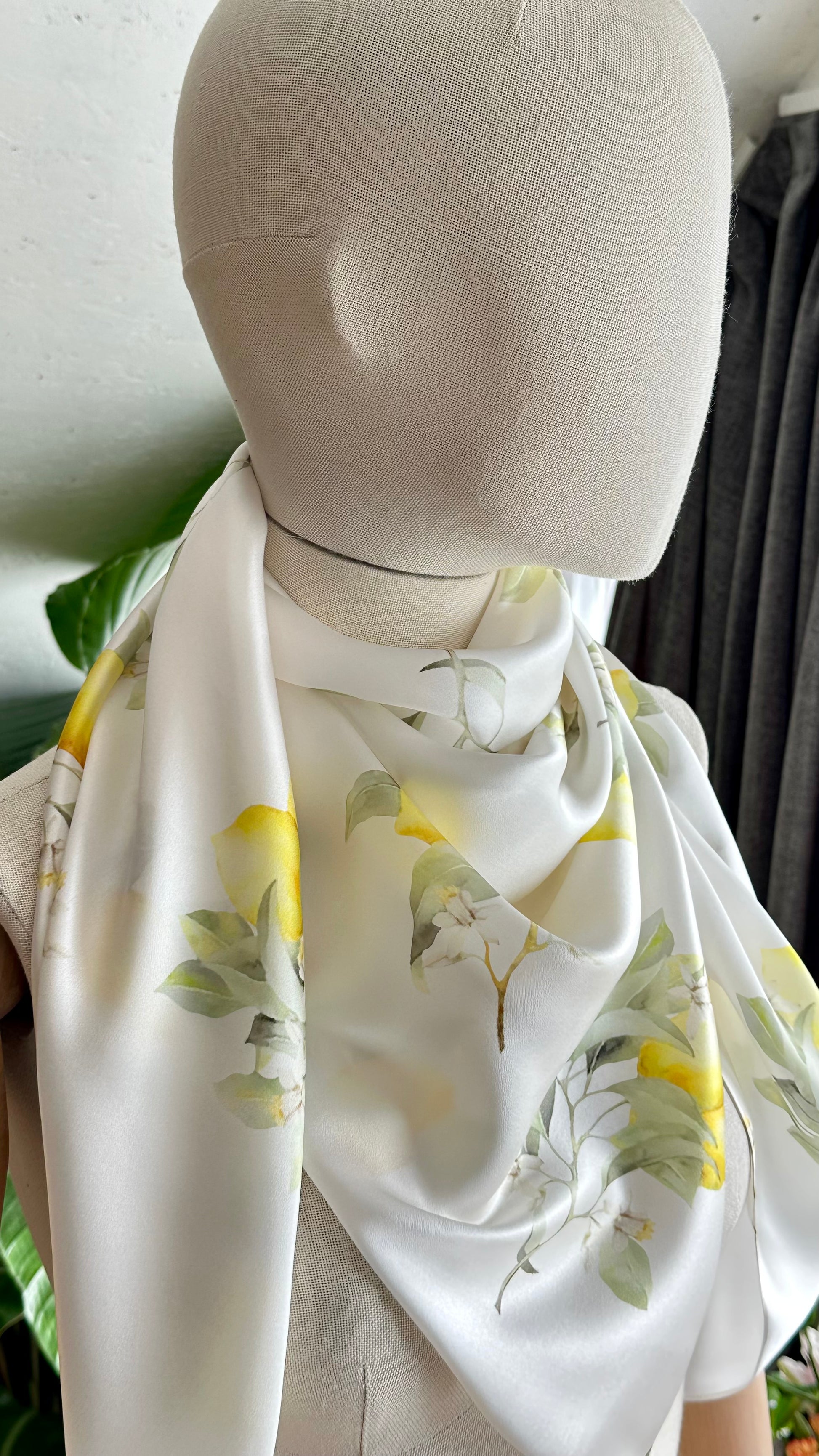 Natural Silk Scarf - Lemon - 100% Mulberry Silk