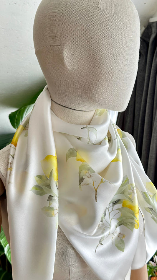 Natural Silk Scarf - Lemon - 100% Mulberry Silk
