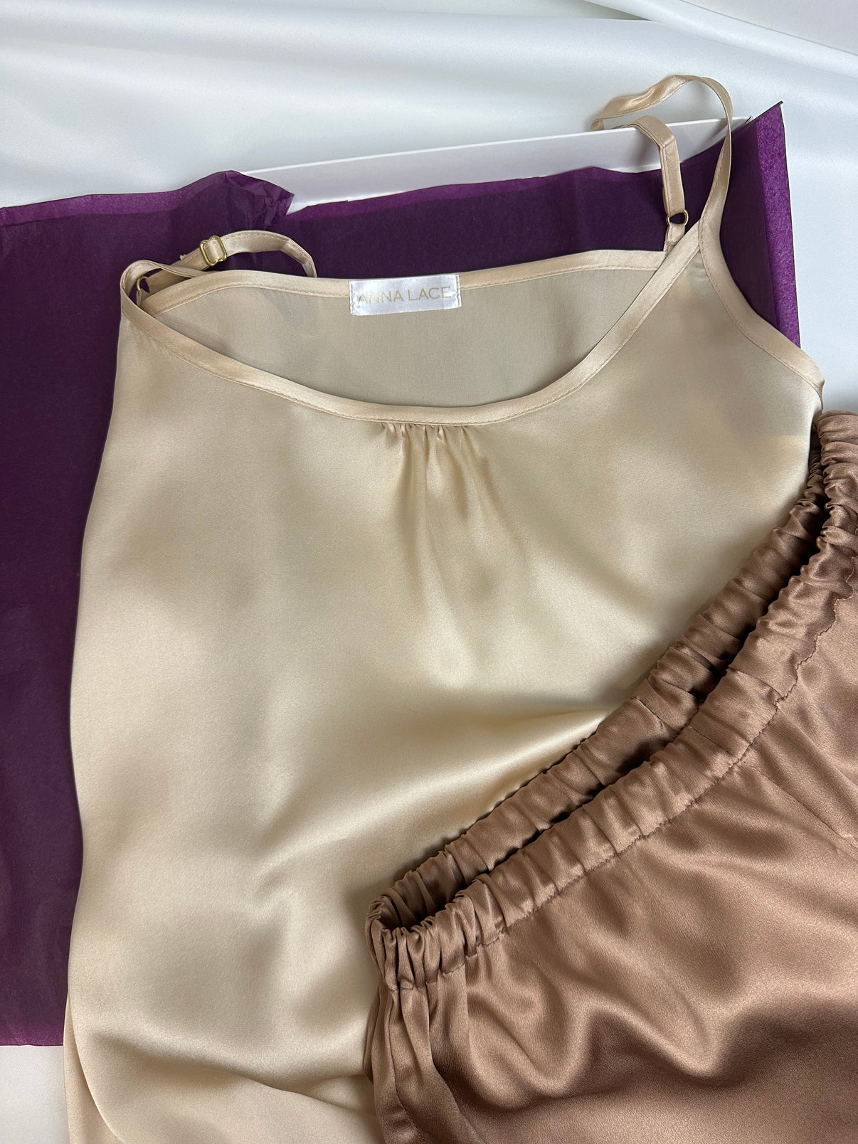 Silk Pajamas - Seaside Dune - styling detail