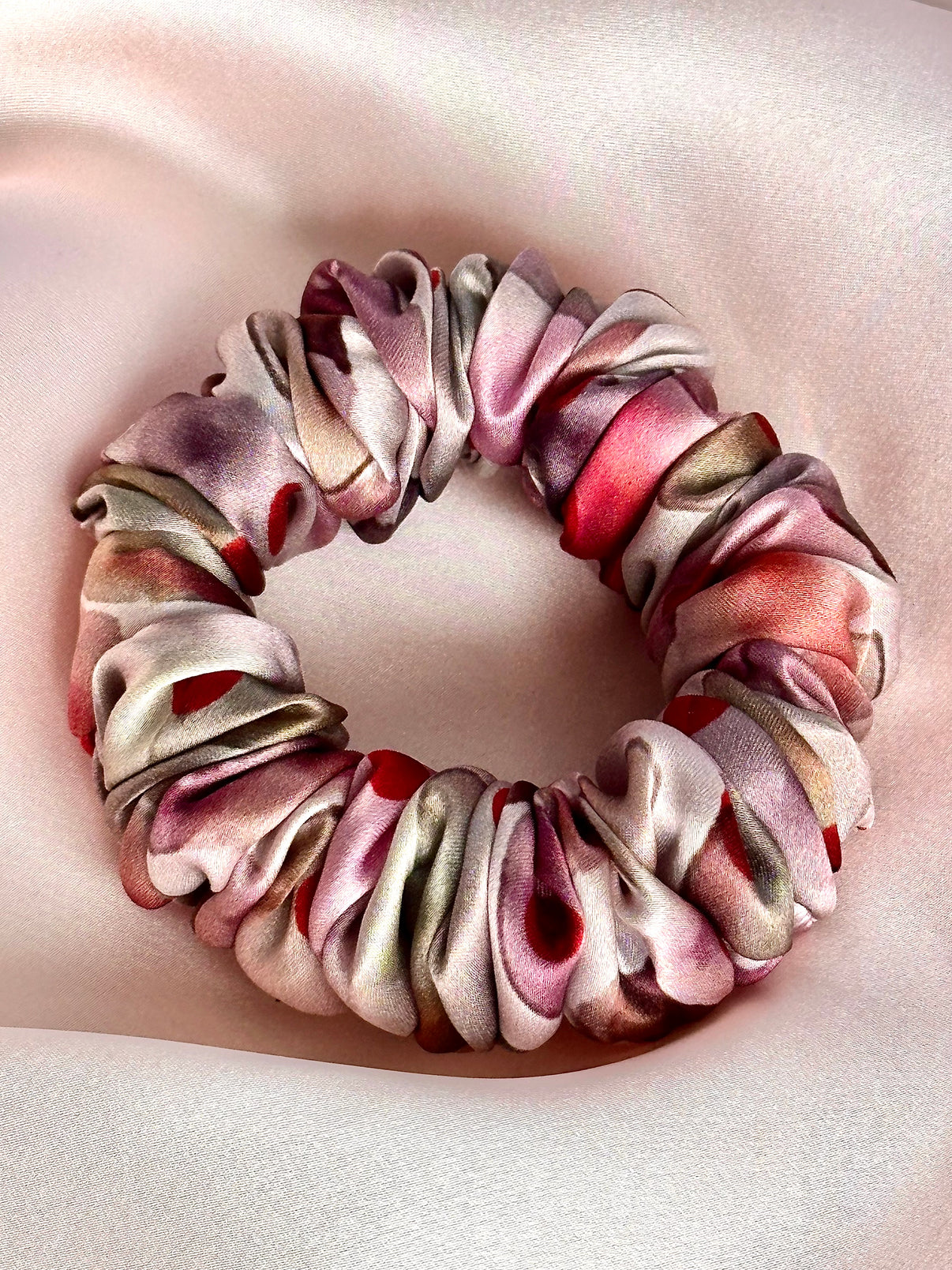 Patterned Silk Hair Scrunchie - ANNA LACE handmade silk product