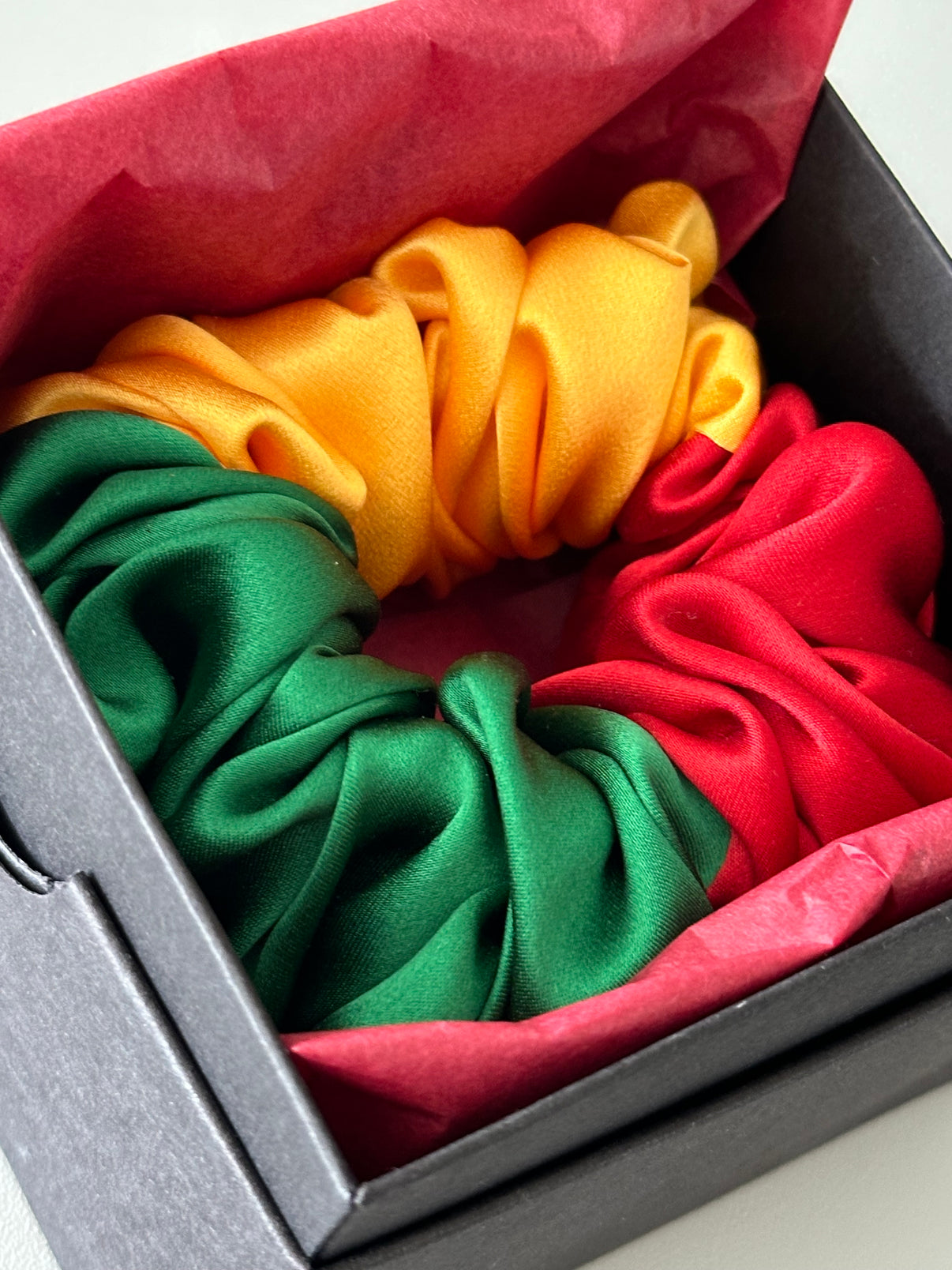 Lithuanian Tricolor Silk Scrunchies - additional angle