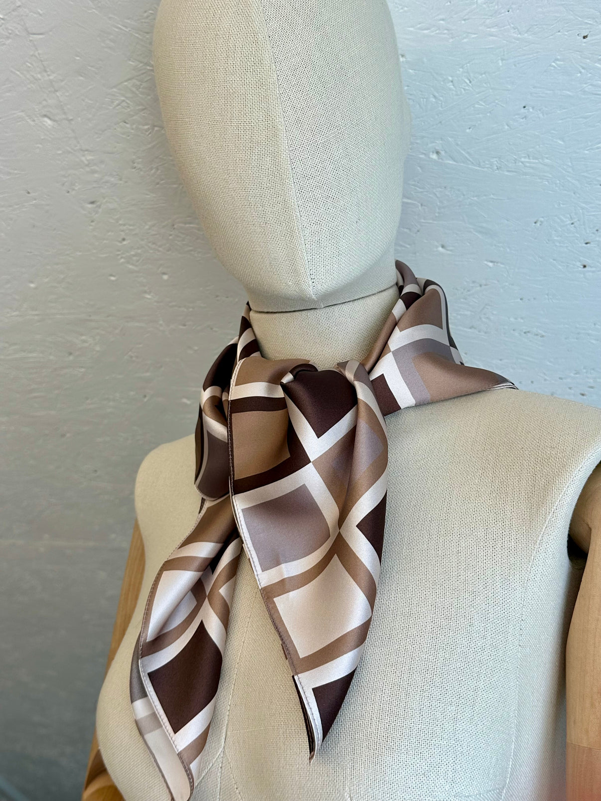 Silk Scarf - Squares - close-up detail view