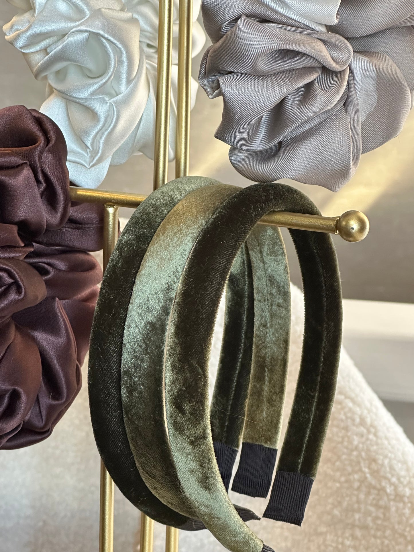 Velvet Hair Headband - Moss Green - 100% Mulberry Silk